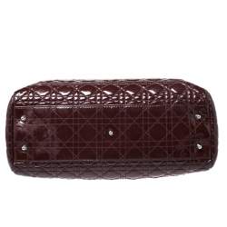 Pre Owned Dior Red Cannage Patent Leather Soft Lady Dior Shopper Tote