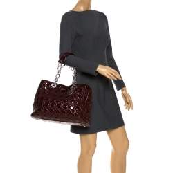 Pre Owned Dior Red Cannage Patent Leather Soft Lady Dior Shopper Tote