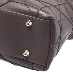 Pre Owned Dior Dark Brown Cannage Leather Granville Chain Link Tote