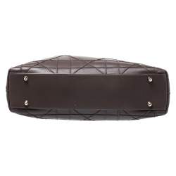 Pre Owned Dior Dark Brown Cannage Leather Granville Chain Link Tote