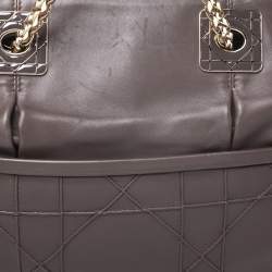 Pre Owned Dior Dark Brown Cannage Leather Granville Chain Link Tote