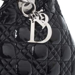 Pre Owned Dior Black Patent Leather Soft Shopper Tote