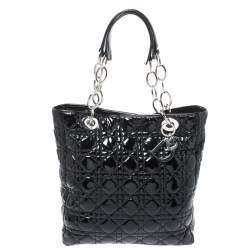 Pre Owned Dior Black Patent Leather Soft Shopper Tote