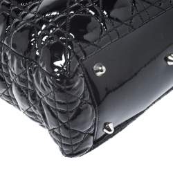 Pre Owned Dior Black Patent Leather Soft Shopper Tote