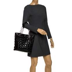 Pre Owned Dior Black Patent Leather Soft Shopper Tote