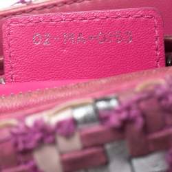 مملوكة مسبقًا Dior Pink/Silver Tweed and Leather Medium Lady Dior Tote