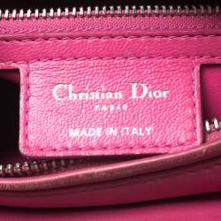 مملوكة مسبقًا Dior Pink/Silver Tweed and Leather Medium Lady Dior Tote