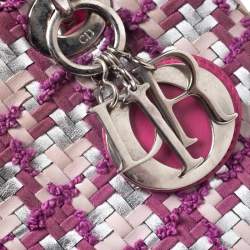 مملوكة مسبقًا Dior Pink/Silver Tweed and Leather Medium Lady Dior Tote