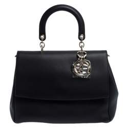 Pre Owned Dior Black Leather Large Be Dior Flap Top Handle Bag