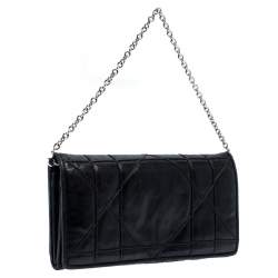 Pre Owned محفظة ديور بسلسلة جلد كاناغ سوداء