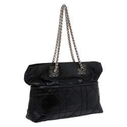 Pre Owned Dior Black Cannage Leather Granville Chain Link Tote