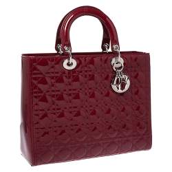 مملوكة مسبقًا حقيبة يد ديور ليدي ديور جلد كاناج أحمر