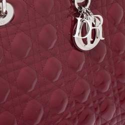 مملوكة مسبقًا حقيبة يد ديور ليدي ديور جلد كاناج أحمر