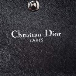 Pre Owned Dior Metallic Rose Gold Micro Cannage Patent Leather Diorama Trifold Wallet