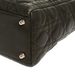 مملوكة مسبقًا Dior Olive Green Cannage Leather Large Lady Dior Tote