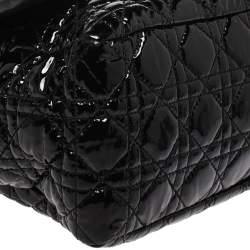 Pre Owned Dior Black Cannage Patent Leather Large New Lock Flap Shoulder Bag