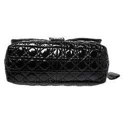 Pre Owned Dior Black Cannage Patent Leather Large New Lock Flap Shoulder Bag