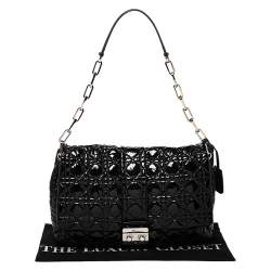 Pre Owned Dior Black Cannage Patent Leather Large New Lock Flap Shoulder Bag