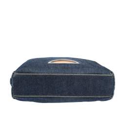 Pre Owned Dior Blue Denim and Leather Maris Pearl Tote