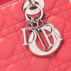 مملوكة مسبقًا Dior Coral Cannage Leather Large Lady Dior Tote