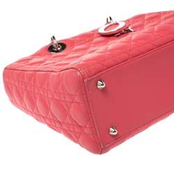 مملوكة مسبقًا Dior Coral Cannage Leather Large Lady Dior Tote