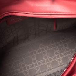 مملوكة مسبقًا Dior Coral Cannage Leather Large Lady Dior Tote