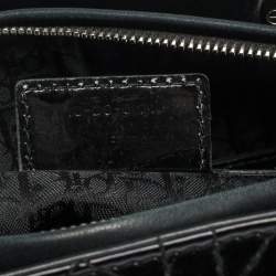 مملوكة مسبقًا حقيبة يد ديور ليدي ديور كبيرة جلد كاناج سوداء