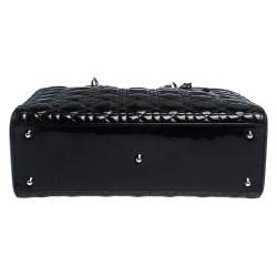 مملوكة مسبقًا حقيبة يد ديور ليدي ديور كبيرة جلد كاناج سوداء