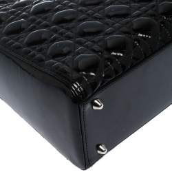 مملوكة مسبقًا حقيبة يد ديور ليدي ديور كبيرة جلد كاناج سوداء