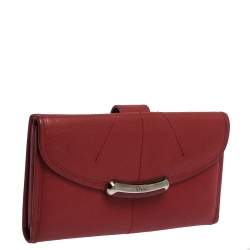 مملوكة مسبقًا محفظة ديور كونتيننتال جلد حمراء