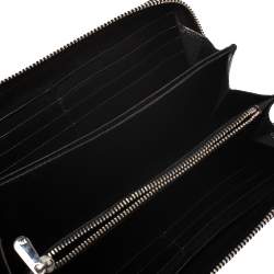 Pre Owned محفظة ديور ليدي ديور بسحاب ملتف جلد لامع كاناج مبطن أسود