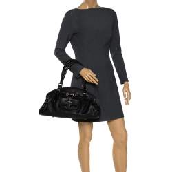 Pre Owned Dior Black Leather Large My Dior Frame Satchel