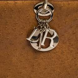 مملوكة مسبقًا حقيبة يد ديور ليدي ديور كبيرة جلد نعام بني فاتح