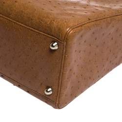 مملوكة مسبقًا حقيبة يد ديور ليدي ديور كبيرة جلد نعام بني فاتح