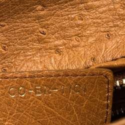 مملوكة مسبقًا حقيبة يد ديور ليدي ديور كبيرة جلد نعام بني فاتح