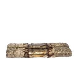 Pre Owned Dior Gold/Beige Python Wallet on Chain