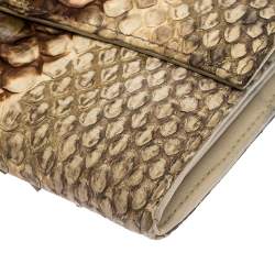Pre Owned Dior Gold/Beige Python Wallet on Chain