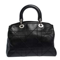 مملوكة مسبقًا Dior Black Cannage Leather Granville Polochon Satchel