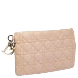 مملوكة مسبقًا Dior Peach Cannage Coated Canvas Panarea Clutch