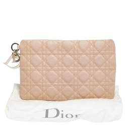 مملوكة مسبقًا Dior Peach Cannage Coated Canvas Panarea Clutch