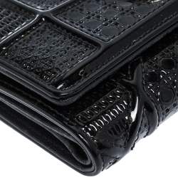 Pre Owned محفظة ديور ديوراما بثلاث طيات جلد لامع ميكرو كاناج سوداء