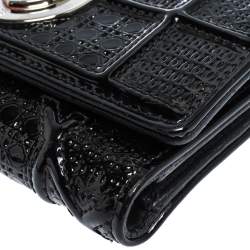 Pre Owned محفظة ديور ديوراما بثلاث طيات جلد لامع ميكرو كاناج سوداء