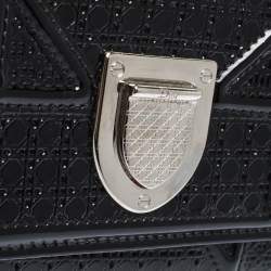 Pre Owned محفظة ديور ديوراما بثلاث طيات جلد لامع ميكرو كاناج سوداء