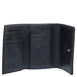 Pre Owned محفظة ديور ديوراما بثلاث طيات جلد لامع ميكرو كاناج سوداء