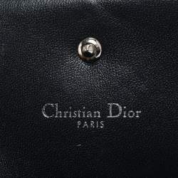 Pre Owned محفظة ديور ديوراما بثلاث طيات جلد لامع ميكرو كاناج سوداء