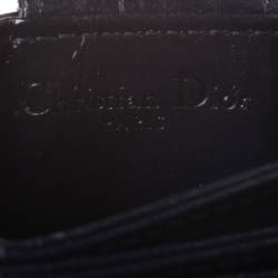 مملوكة مسبقًا محفظة بطاقات ديور ليدي ديور غوسيت جلد لامع أزرق كحلي