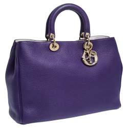 Pre Owned حقيبة يد ديور "شوبر ديوريسيمو" كبيرة  جلد بنفسجي