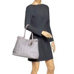 مملوكة مسبقًا Dior Grey Coated Canvas and Leather Medium Panarea Shopper Tote