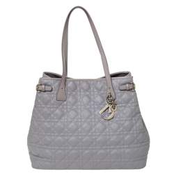 مملوكة مسبقًا Dior Grey Coated Canvas and Leather Medium Panarea Shopper Tote