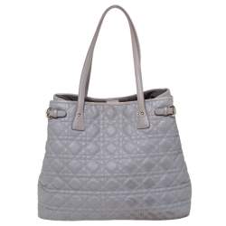 مملوكة مسبقًا Dior Grey Coated Canvas and Leather Medium Panarea Shopper Tote